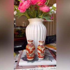 Small Antique Japanese Satsuma Figural Vases - Set of 2